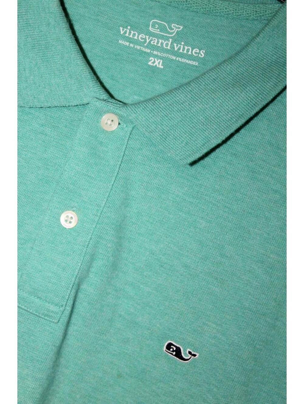 Vineyard Vines Stretch Pique Heather Polo Green 1K2111 Men 2XL / Cotton Spandex